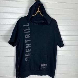 Beentrill Cutoff Short Sleeve Black Hoodie Size Medium